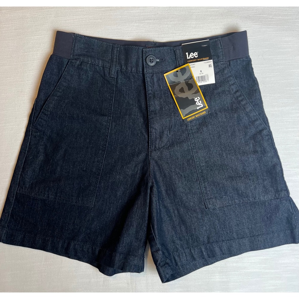 Lee Fresno Comfort Waistband Denim Shorts Dark Indigo  Womens size 6